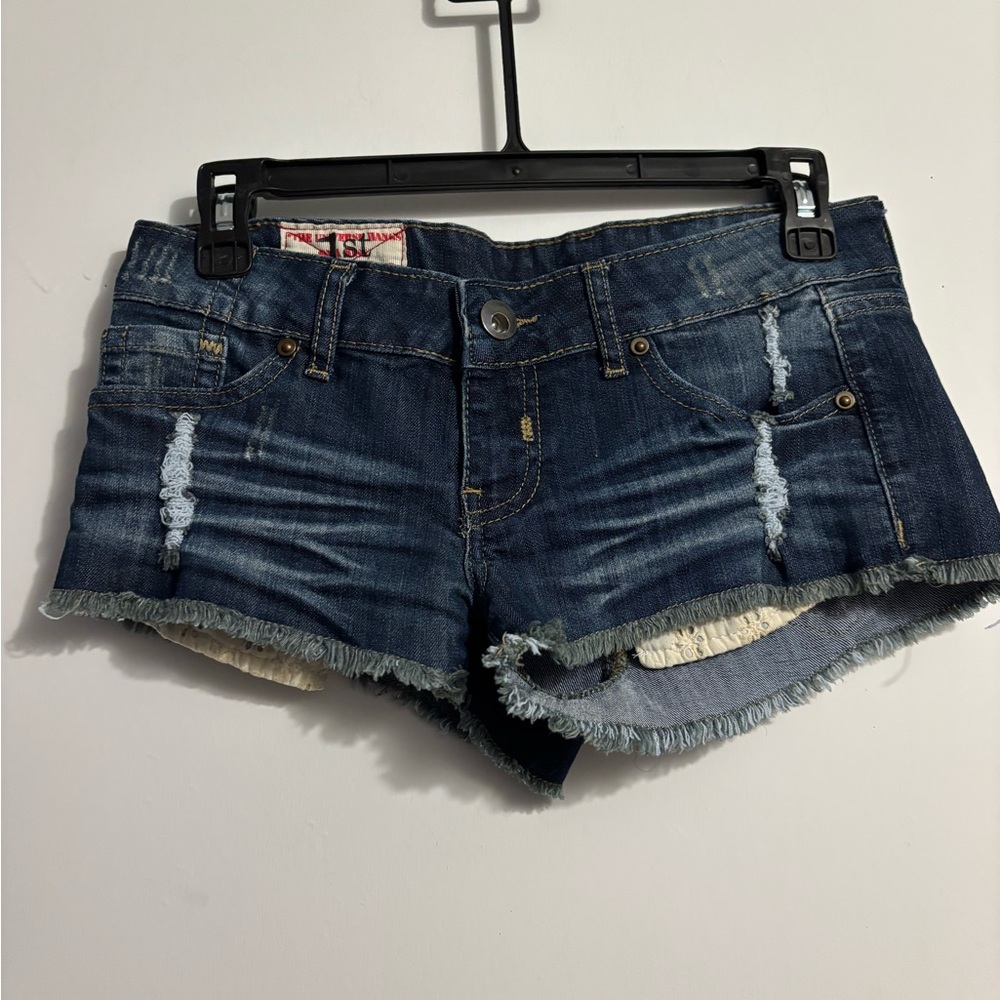 1st Kiss Blue Jean Shorts Distressed Cut-Off Style